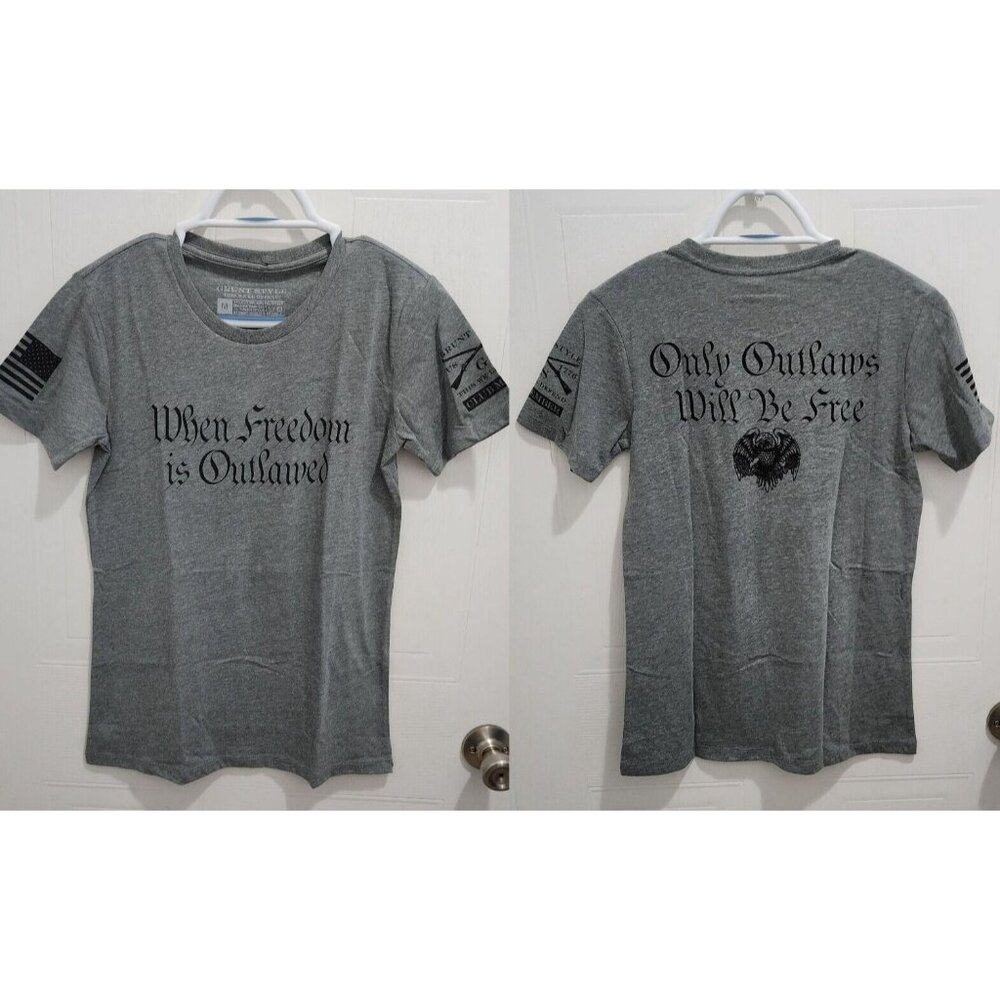 NEW Grunt Style Gray Shirt When Freedom is Outlawed Only Outlaws Will Be Free M